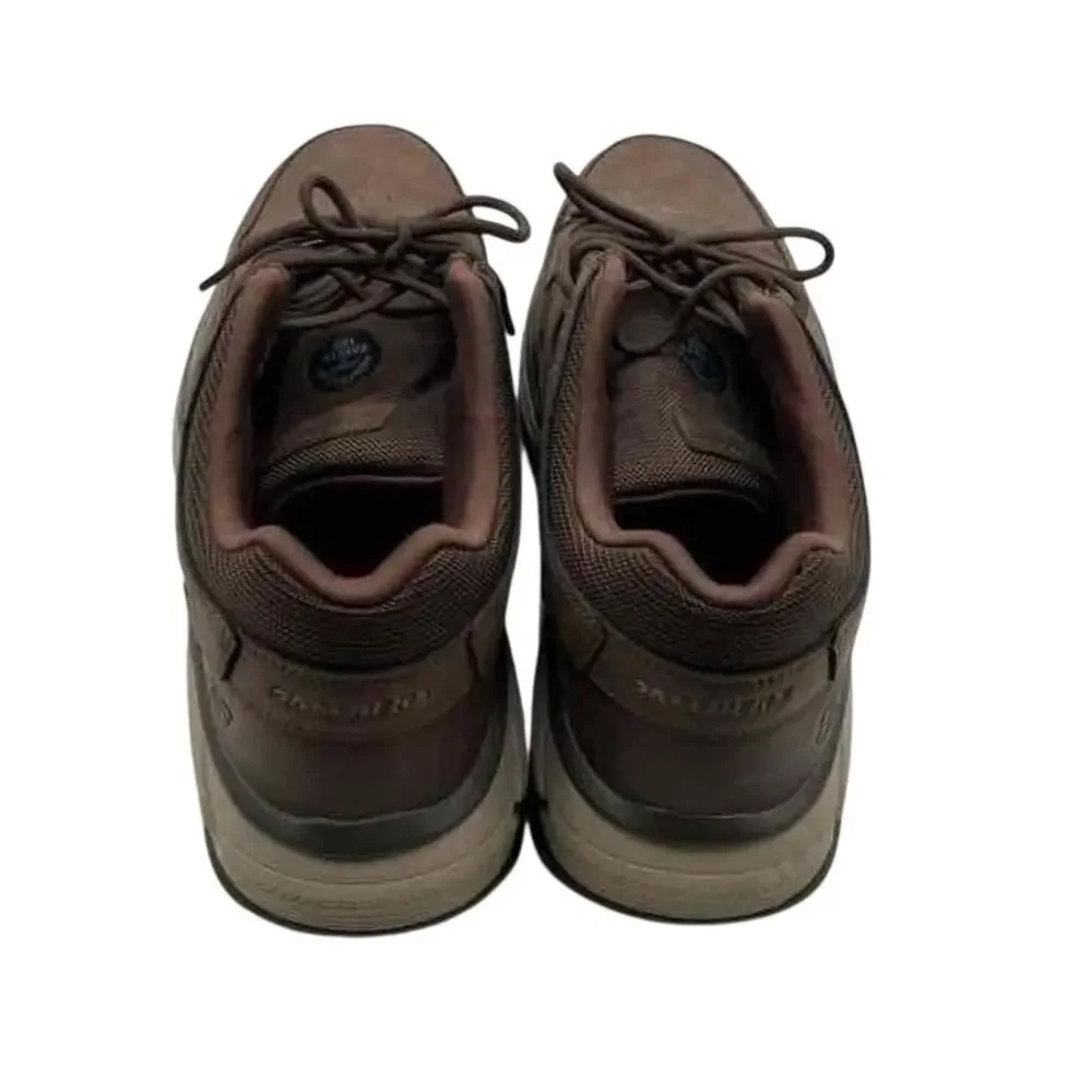 SKECHERS MAX STOUT ST Brown Leather Alloy Toe Work Shoes Men’s Size 14 NWOB